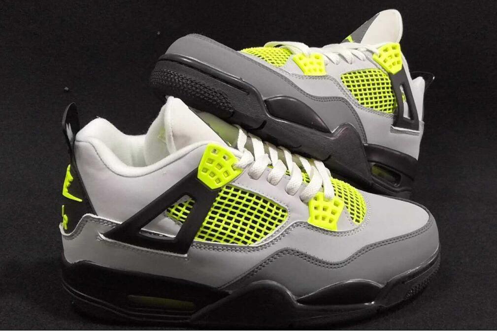 2019 Air Jordan 4 Retro Grey Green Black Shoes